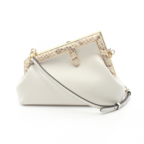 Fendi First Small Shoulder Bag Python Leather White - Picture 1 of 8